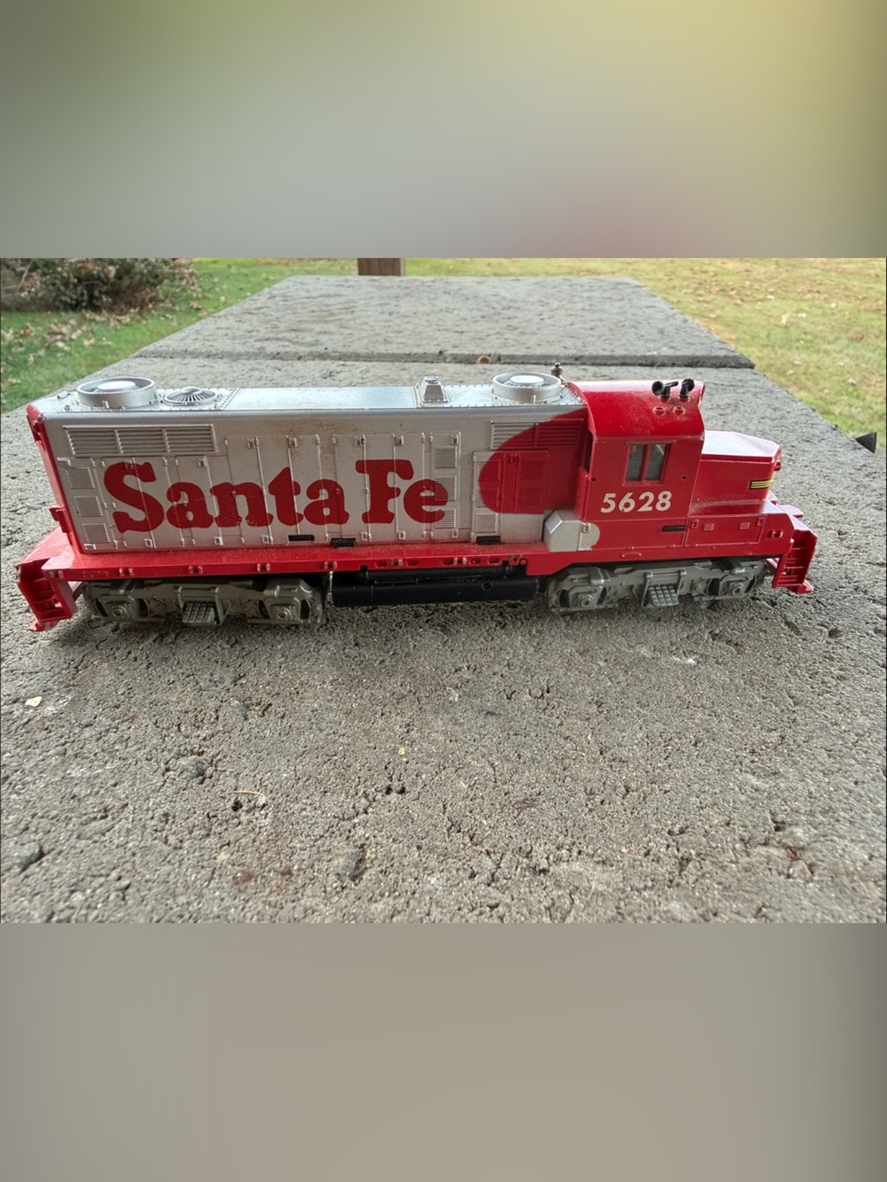 Vintage Santa Fe Red Die-Cast Locomotive Toy Engine